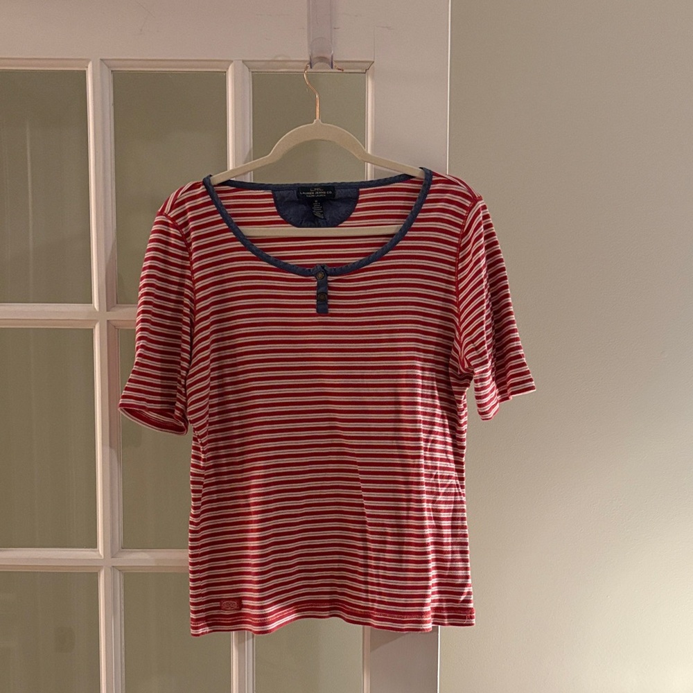 Vintage Ralph Lauren - Lauren Jeans Co. Red & White Striped Short Sleeve Tee